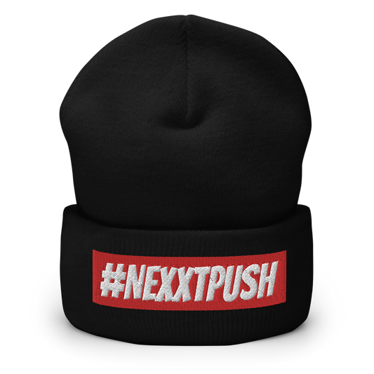 #Nexxtpush Red Bar Cuffed Beanie