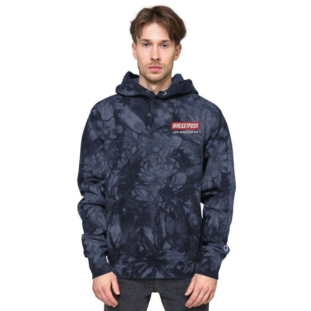 #Nexxtpush Premium Champion Blue tie-dye hoodie