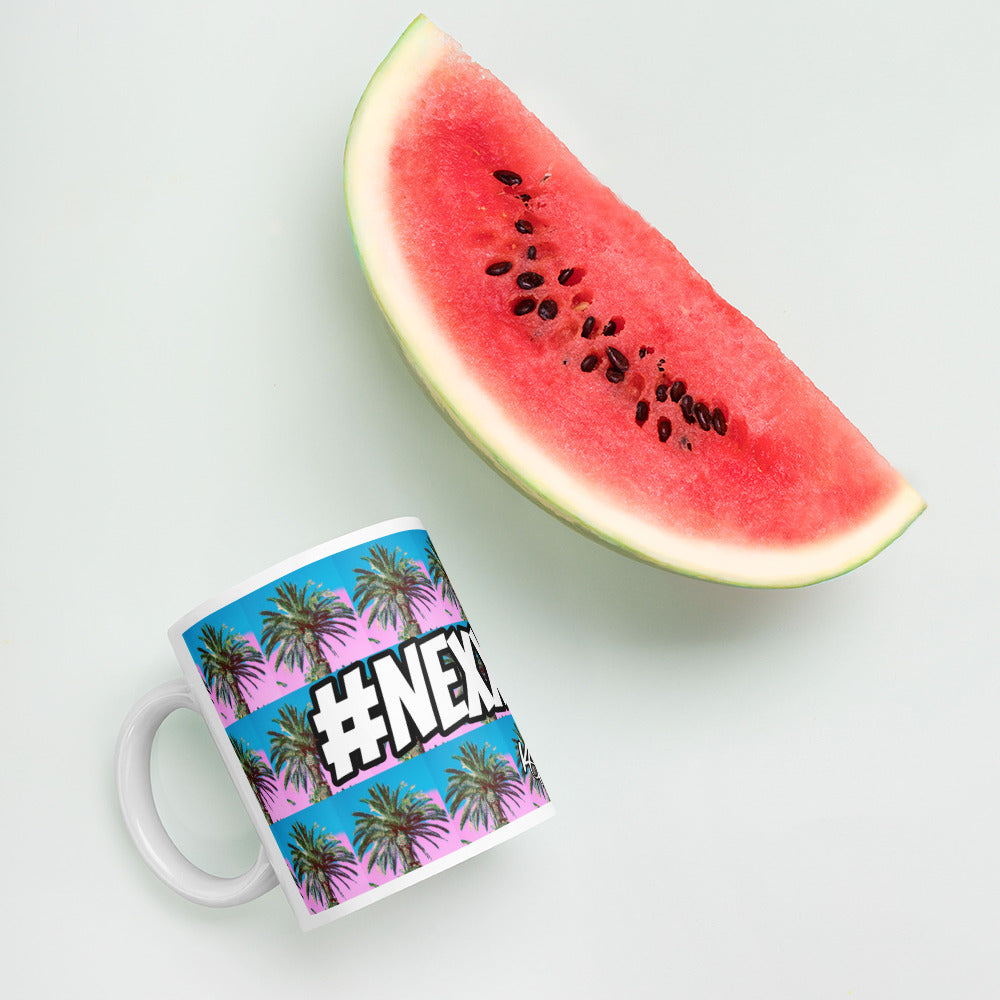 #Nexxtpush Cotton Candy Palm Tree White glossy mug